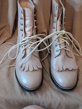 Justin Size 6.5 Women’s Blush Pink Lace-Up Fringe RoperBoots